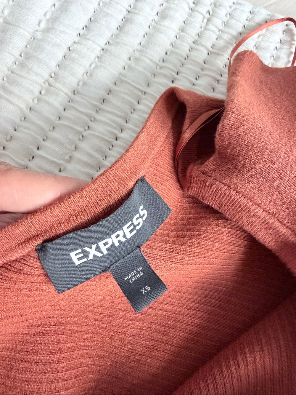 Express One-Shoulder Ruffle Crop Top in Rust - Picture 3 of 4